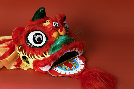 传统面具新年传统舞狮头套背景
