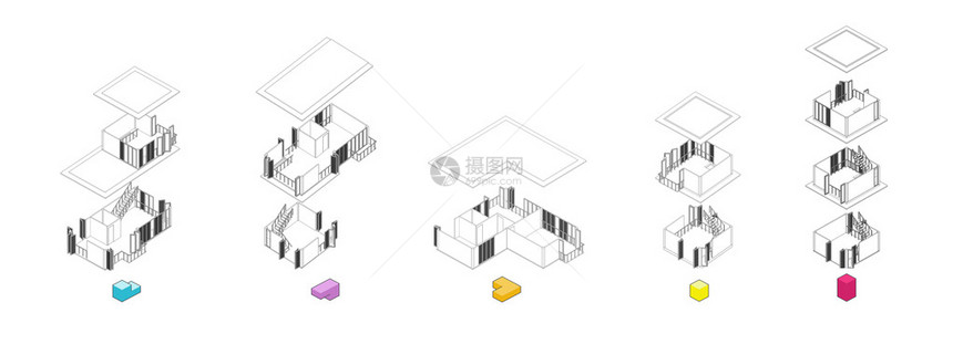 建筑分解单元图概念图解释了图片