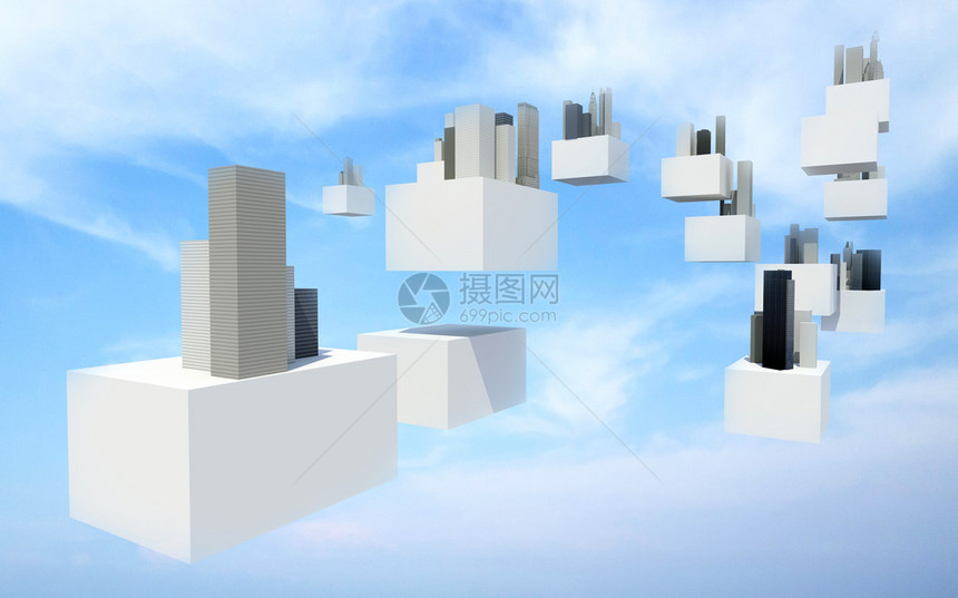 未来天空之城云天上白飞图片