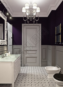 深紫色调的豪华浴室内饰图片