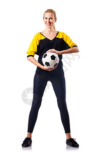 白衣女子足球运动员图片