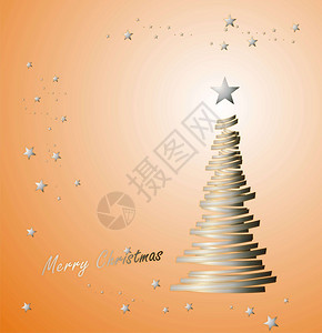 圣诞树与礼品丝带和星图片