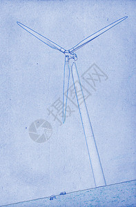 蓝色背景现代风车的Grungi技术图图片