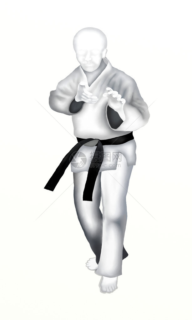 Judo年轻男子军艺演员在白背景图片