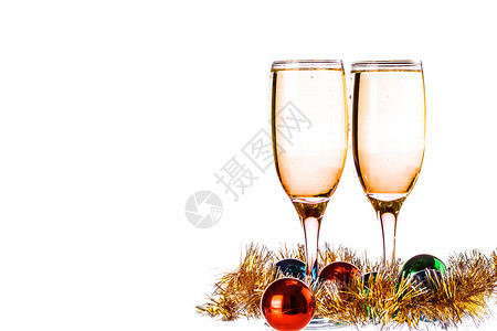 新年背景中的两个香槟杯图片
