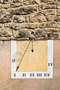 法式建筑墙上的日晷背景图片