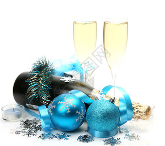 香槟和新年装饰品图片