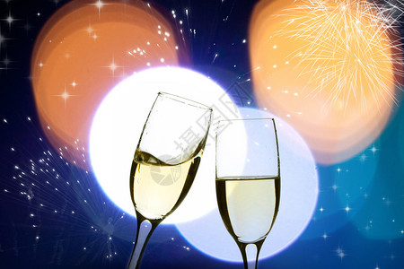 新年背景香槟杯彩色图片