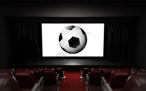 在屏幕插图上刊登足球广告的空着电影放映会厅St图片