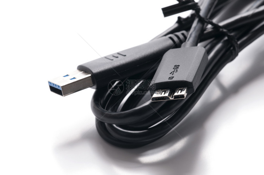 白色背景计算机连通用连续客车USB标准图片