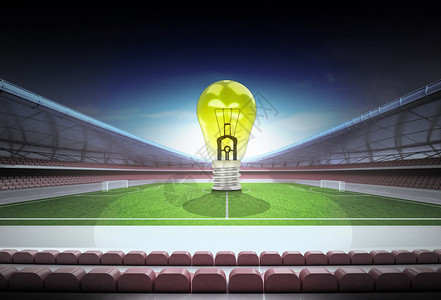 魔术足球场插图中场的黄色闪亮灯泡图片