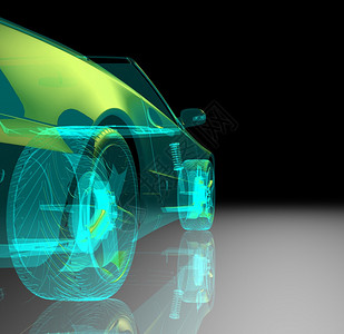 黑色背景的3d型汽车模型图片