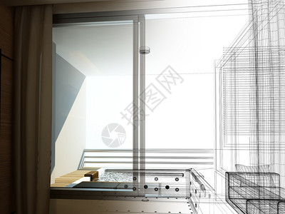 室内浴室抽象素描设计图片