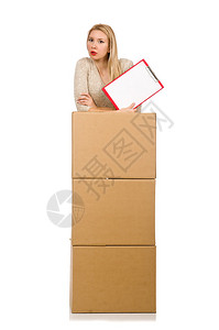 女装箱子搬家到新房子白图片