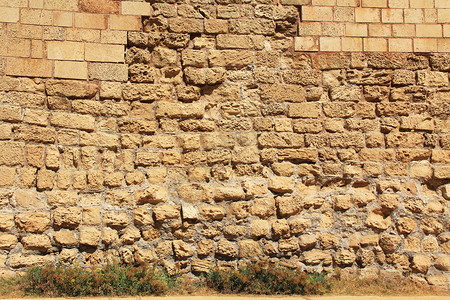 凯撒利亚马里蒂马公园遗址的石墙背景纹理图片