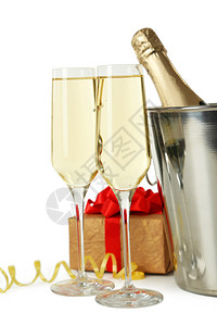 玻璃杯香槟瓶装在桶里礼物图片