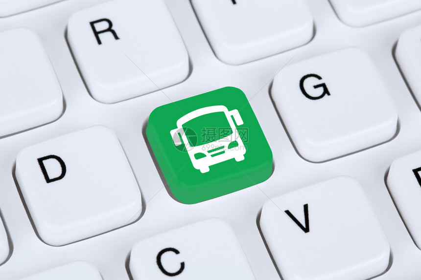 在网上预订计算机概念交通的互联网上为公共汽车或图片