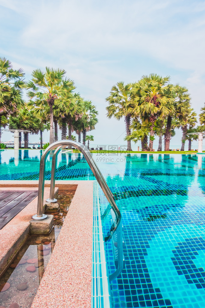 酒店泳池度假胜地老式过滤器和增强彩色加工的美丽豪图片