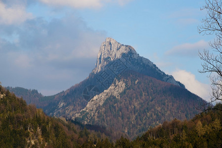 春季阿尔卑斯山的大山峰图片