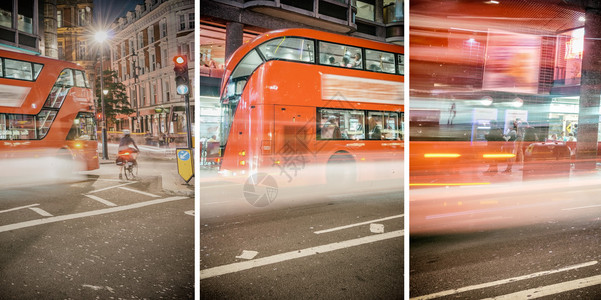 伦敦街上的红色巴士图片