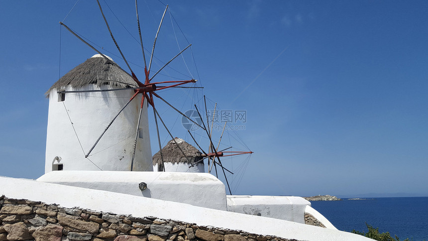 著名的Mykonos风车Cyclades图片