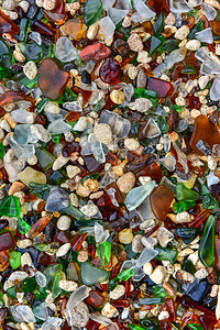 百慕大的海玻璃海滩由破旧的回图片