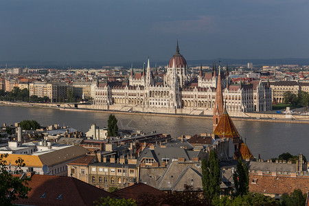 布达佩斯全景的议会大楼图片