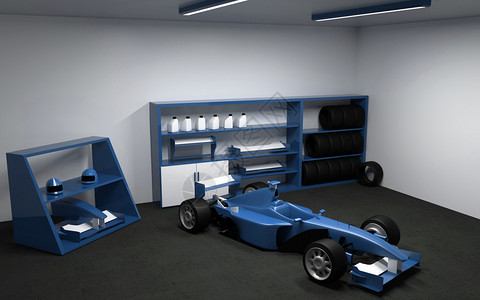 车库里的赛车3D渲染图片