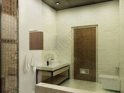 浴室的内部3d插图图片