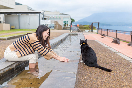 女人玩猫和泡脚图片