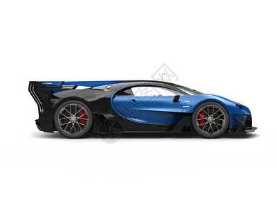 强大的蓝色超级赛车侧面视图片