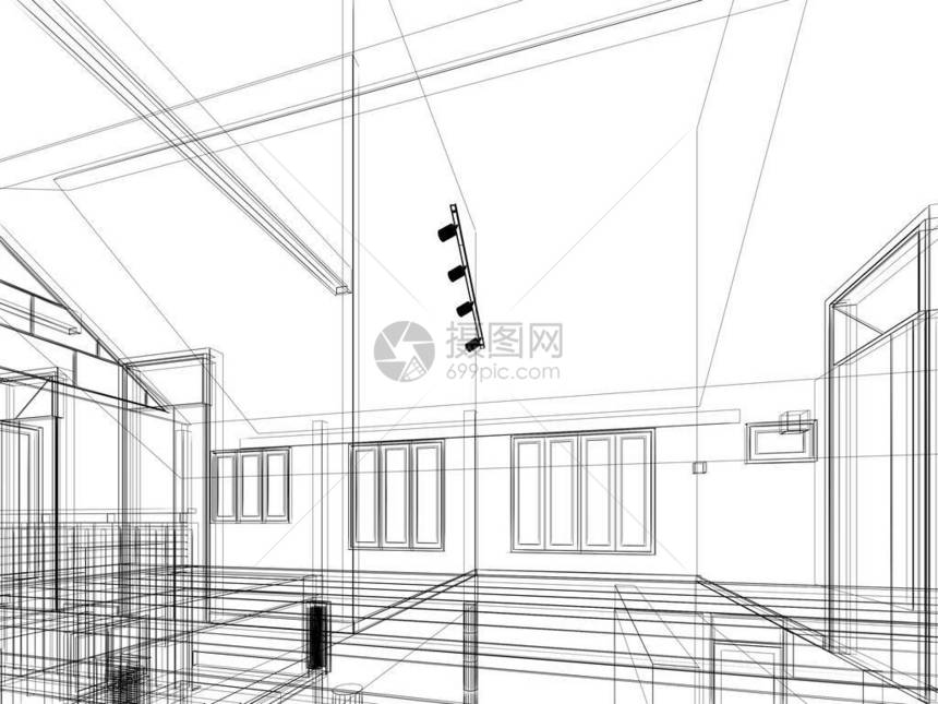 室内空间草图设计3d渲染图片