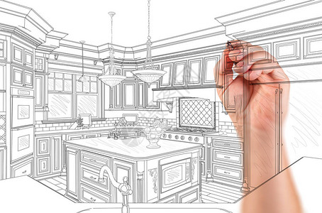 自定义厨房设计建筑图细表背景图片