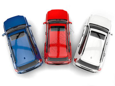 蓝色红色和白色现代SUV图片