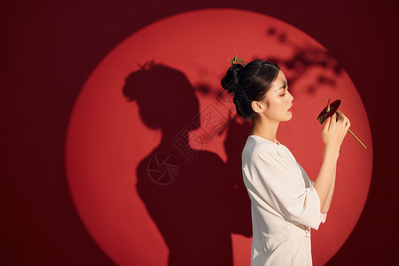 中国风创意青年女性形象背景图片