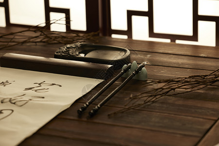 笔的古风素材毛笔书法传统文化素材背景