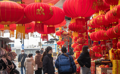 武汉汉正街新年年货市场背景图片