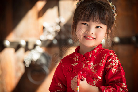 可爱的小女孩过新年图片