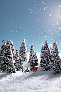 雪地上驯鹿拉着圣诞老人背景图片
