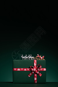 圣诞绿色礼品盒圣诞礼物背景