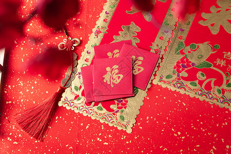 喜庆红色卡片静物新年卡片背景