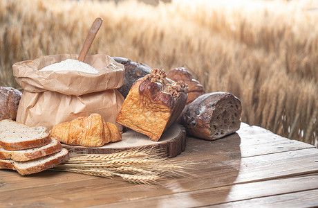 面包和麦子面包袋子高清图片