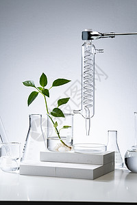 实验水实验室里的玻璃器皿背景