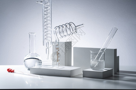 物体环视素材实验室的玻璃器皿背景