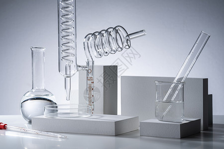物体环视素材实验室的玻璃器皿背景