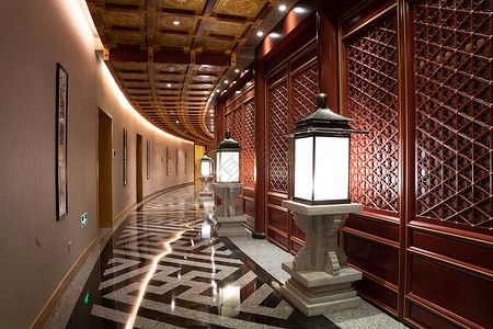 中式走廊背景图片