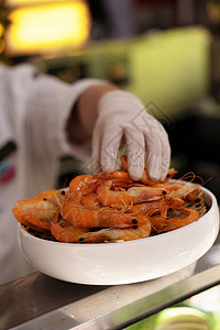 白灼虾虾陶瓷盘子美食高清图片