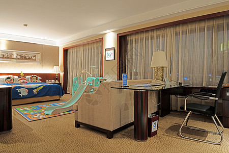 旅馆床卡通酒店儿童主题套房背景
