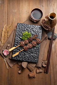 日式烤鸡胗东方烤肉串高清图片
