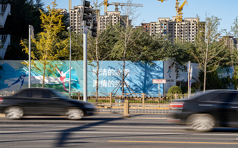 汽车宣传素材张家口崇礼城市道路背景